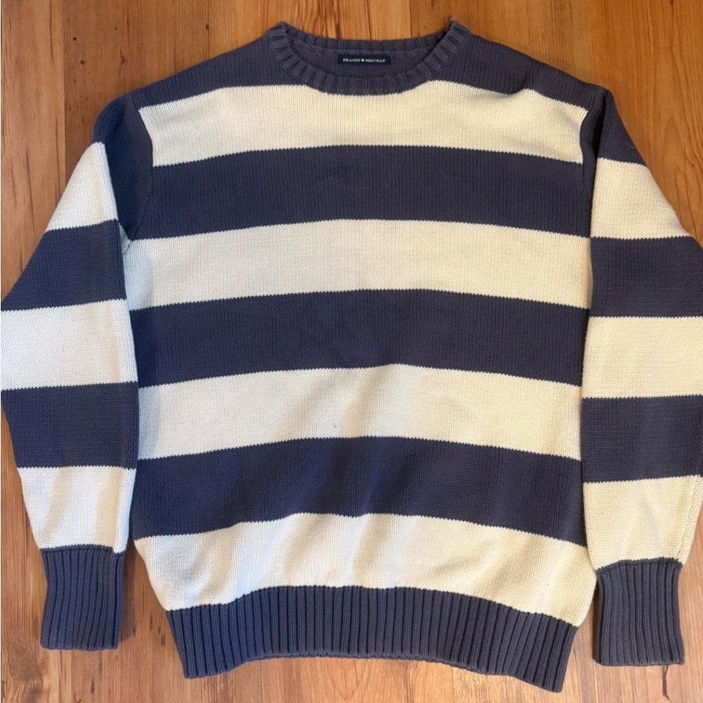 Brandy Melville Striped Navy and Cream Sweater